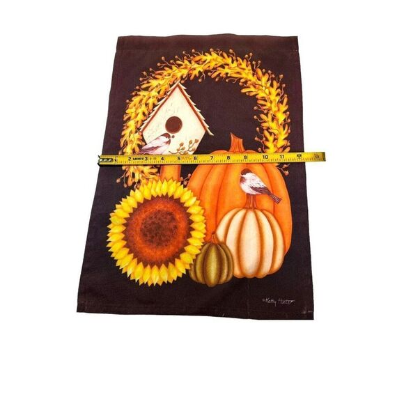 Small Garden Flag Kathy Hunter Fall Banner With A Birdhouse Sunflower Wreath - Picture 4 of 4